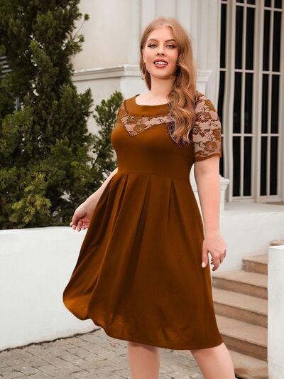 Plus Size Ruched Lace Dress in 8 Colors - Olive Ave