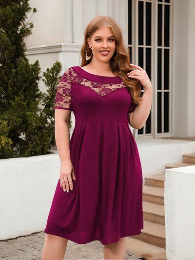 Plus Size Ruched Lace Dress in 8 Colors - Olive Ave