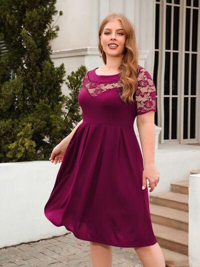 Plus Size Ruched Lace Dress in 8 Colors - Olive Ave