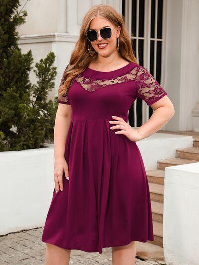 Plus Size Ruched Lace Dress in 8 Colors - Olive Ave