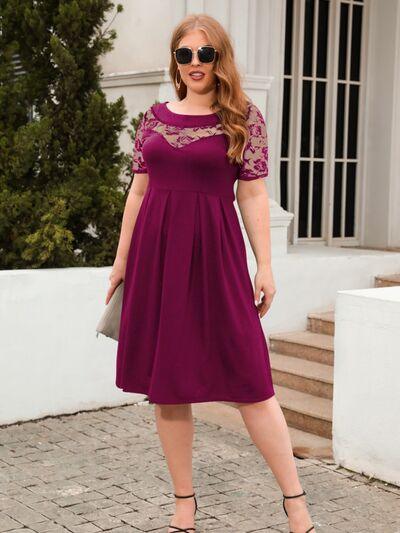 Plus Size Ruched Lace Dress in 8 Colors - Olive Ave