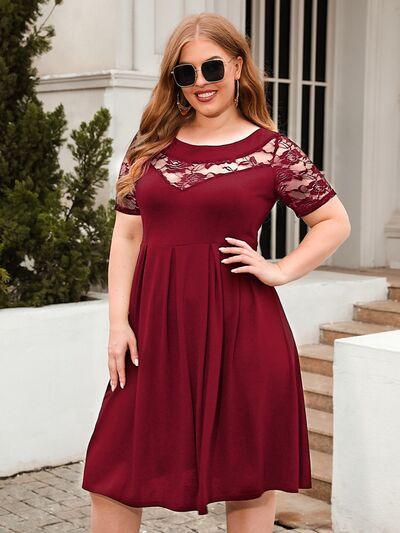 Plus Size Ruched Lace Dress in 8 Colors - Olive Ave