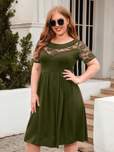 Plus Size Ruched Lace Dress in 8 Colors - Olive Ave