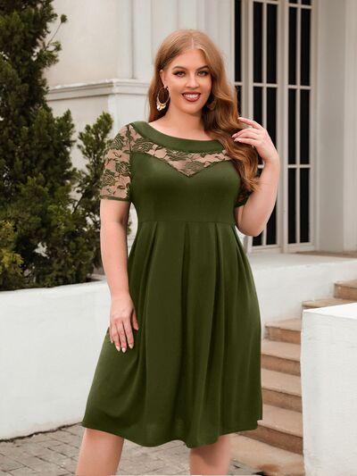 Plus Size Ruched Lace Dress in 8 Colors - Olive Ave