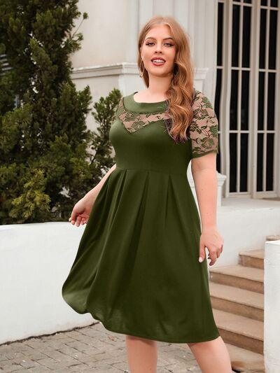 Plus Size Ruched Lace Dress in 8 Colors - Olive Ave