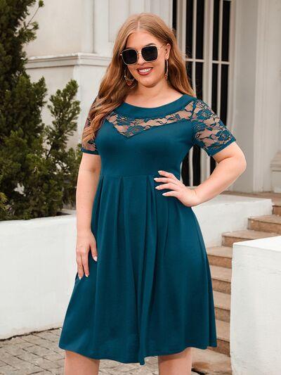 Plus Size Ruched Lace Dress in 8 Colors - Olive Ave