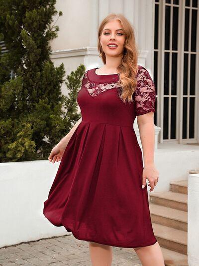 Plus Size Ruched Lace Dress in 8 Colors - Olive Ave