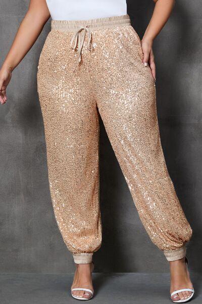 Plus Size Sequin Joggers - Olive Ave