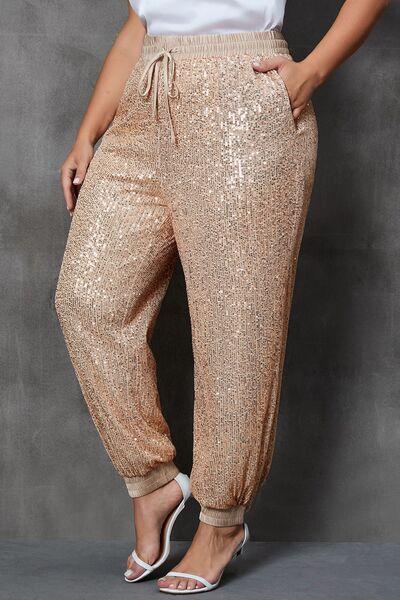 Plus Size Sequin Joggers - Olive Ave