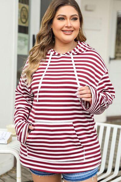 Plus Size Striped Hoodie - Olive Ave