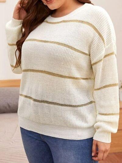 Plus Size Striped Sweater - Olive Ave