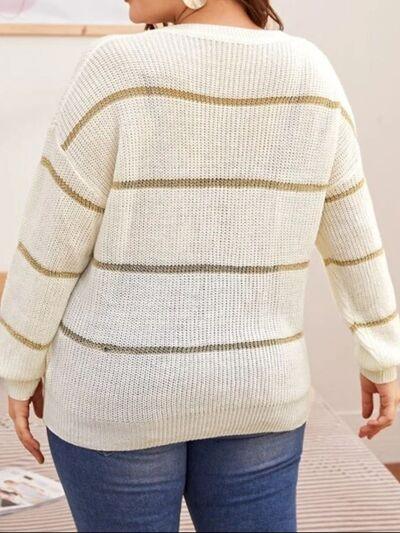 Plus Size Striped Sweater - Olive Ave