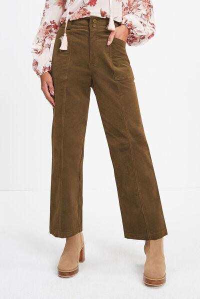Pocketed Cropped Straight Pants - Olive Ave