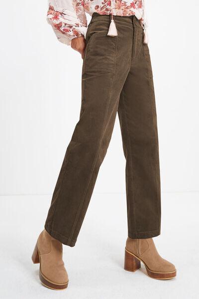 Pocketed Cropped Straight Pants - Olive Ave