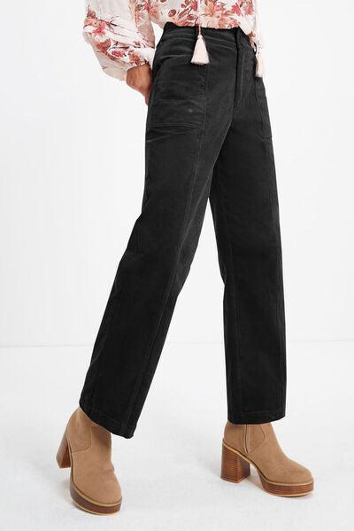 Pocketed Cropped Straight Pants - Olive Ave