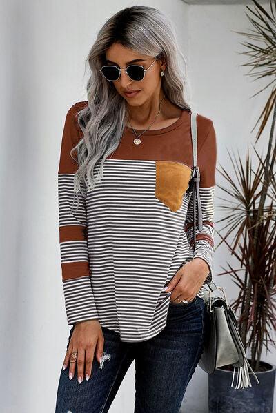 Pocketed Striped Top in 4 Colors - Olive Ave