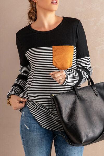 Pocketed Striped Top in 4 Colors - Olive Ave