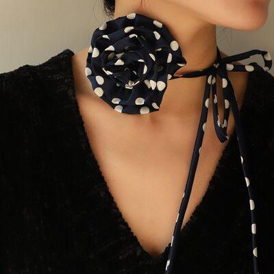 Polka Dot Flower Tie Choker Necklace - Olive Ave