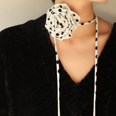 Polka Dot Flower Tie Choker Necklace - Olive Ave