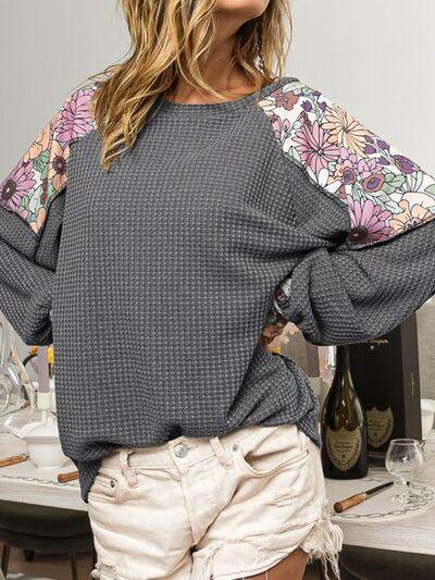 Printed Waffle-Knit Top - Olive Ave