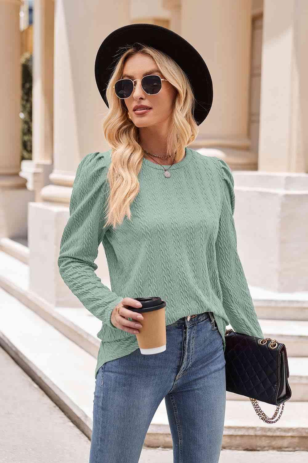 Puff Sleeve Blouse in 7 Colors - Olive Ave