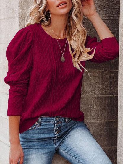 Puff Sleeve Knit Top in 5 Colors - Olive Ave