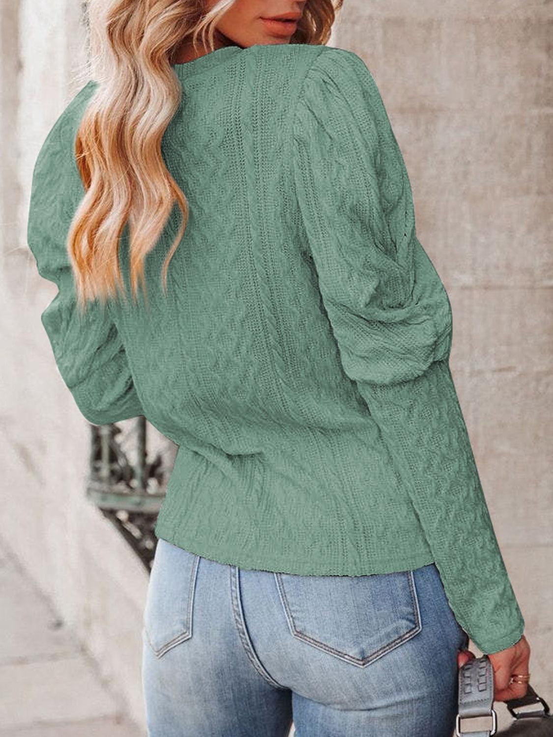 Puff Sleeve Knit Top in 5 Colors - Olive Ave