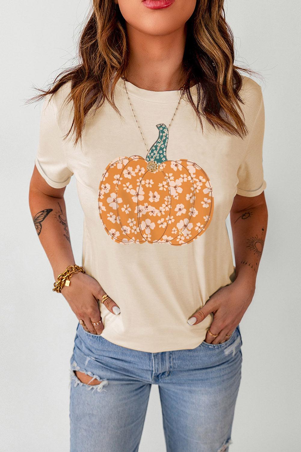 Pumpkin Graphic Cuffed T-Shirt - Olive Ave