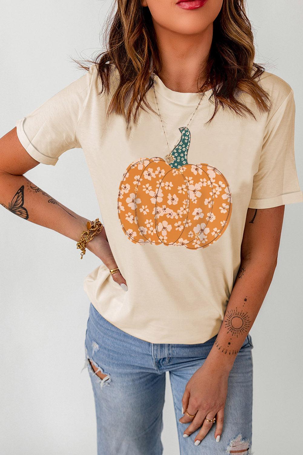 Pumpkin Graphic Cuffed T-Shirt - Olive Ave