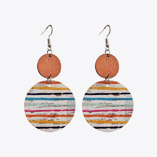 Round Shape Wooden Dangle Earrings - Olive Ave