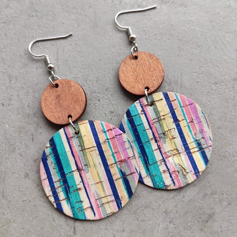 Round Shape Wooden Dangle Earrings - Olive Ave