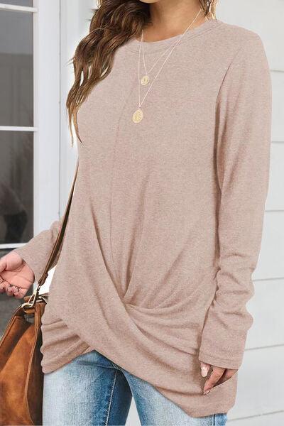 Ruched Long Sleeve Top in 5 Colors - Olive Ave