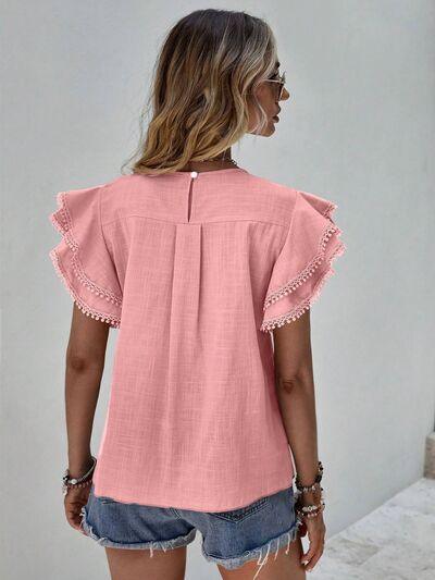 Ruffled Cap Sleeve Blouse in 4 Colors - Olive Ave