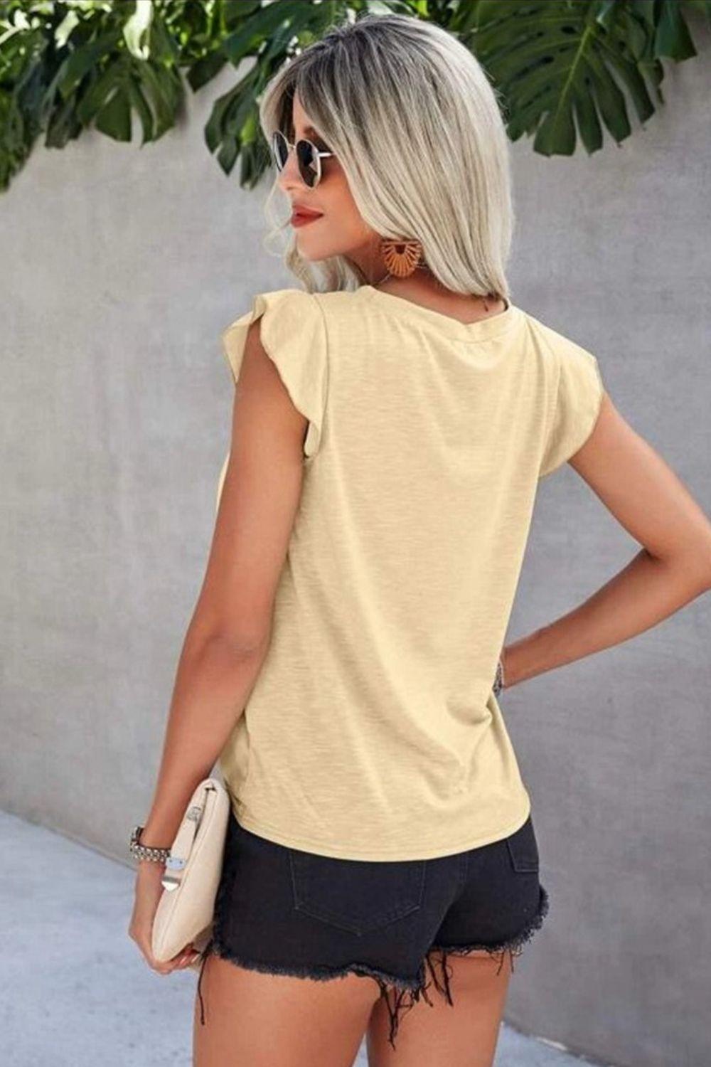 Ruffled Cap Sleeve Top in 6 Colors - Olive Ave