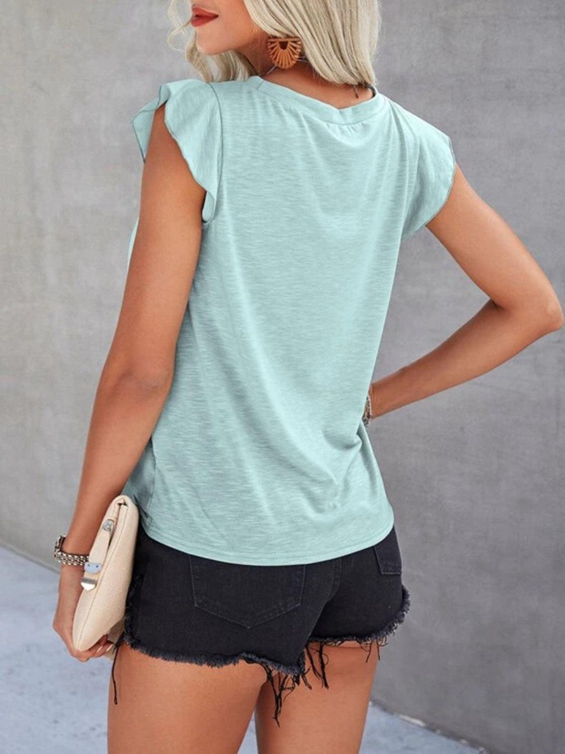 Ruffled Cap Sleeve Top in 6 Colors - Olive Ave