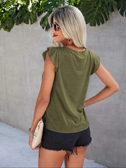 Ruffled Cap Sleeve Top in 6 Colors - Olive Ave