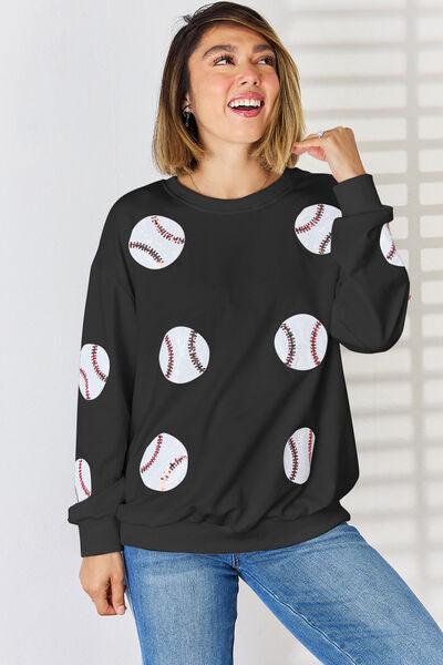 Sequin Baseball Sweatshirt in 3 Colors - Olive Ave