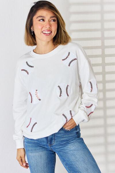 Sequin Baseball Sweatshirt in 3 Colors - Olive Ave