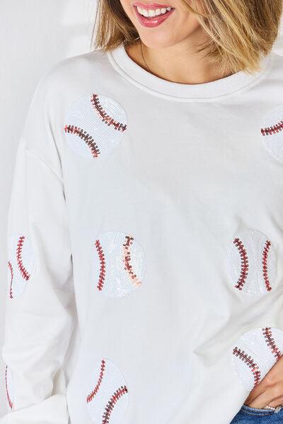Sequin Baseball Sweatshirt in 3 Colors - Olive Ave