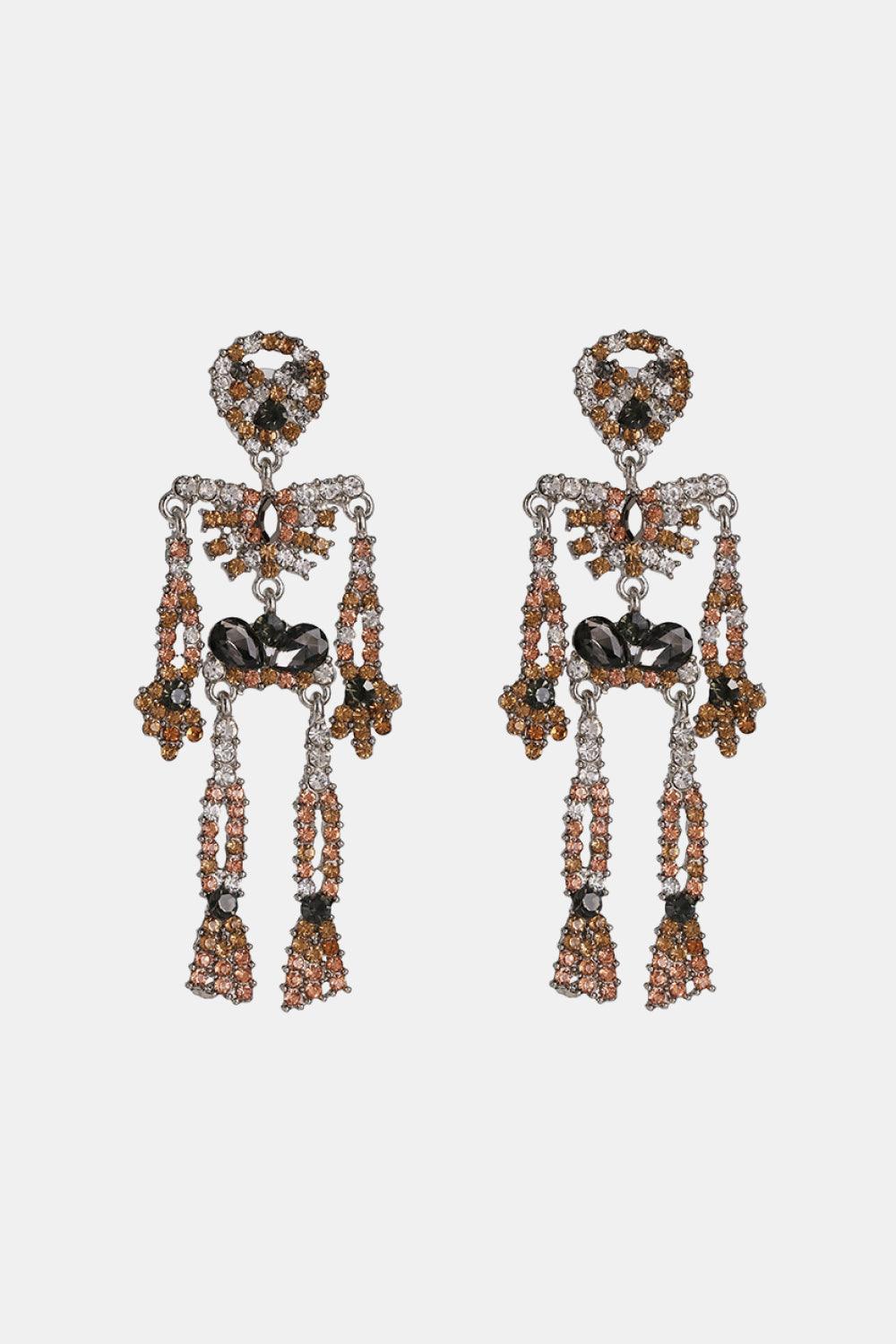 Skeleton Glass Stone Dangle Earrings - Olive Ave