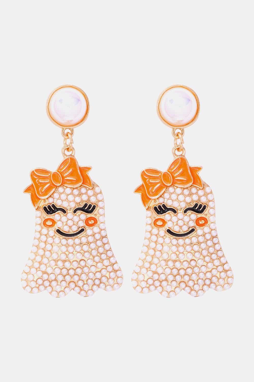 Smiling Ghost Shape Synthetic Pearl Earrings - Olive Ave