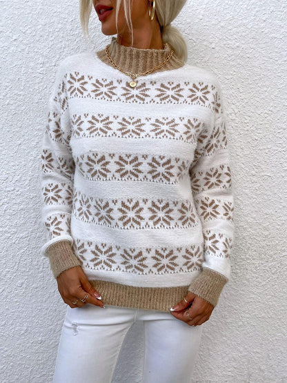 Snowflake Mock Neck Sweater - Olive Ave