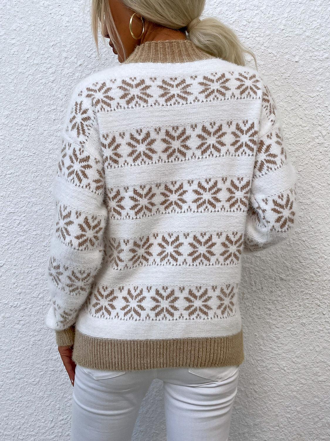 Snowflake Mock Neck Sweater - Olive Ave