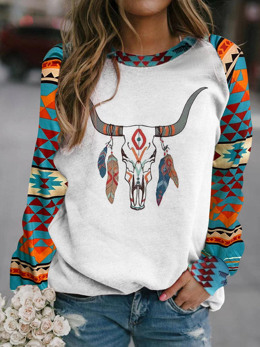 Southwest Raglan Sleeve Graphic Sweatshirt - Olive Ave