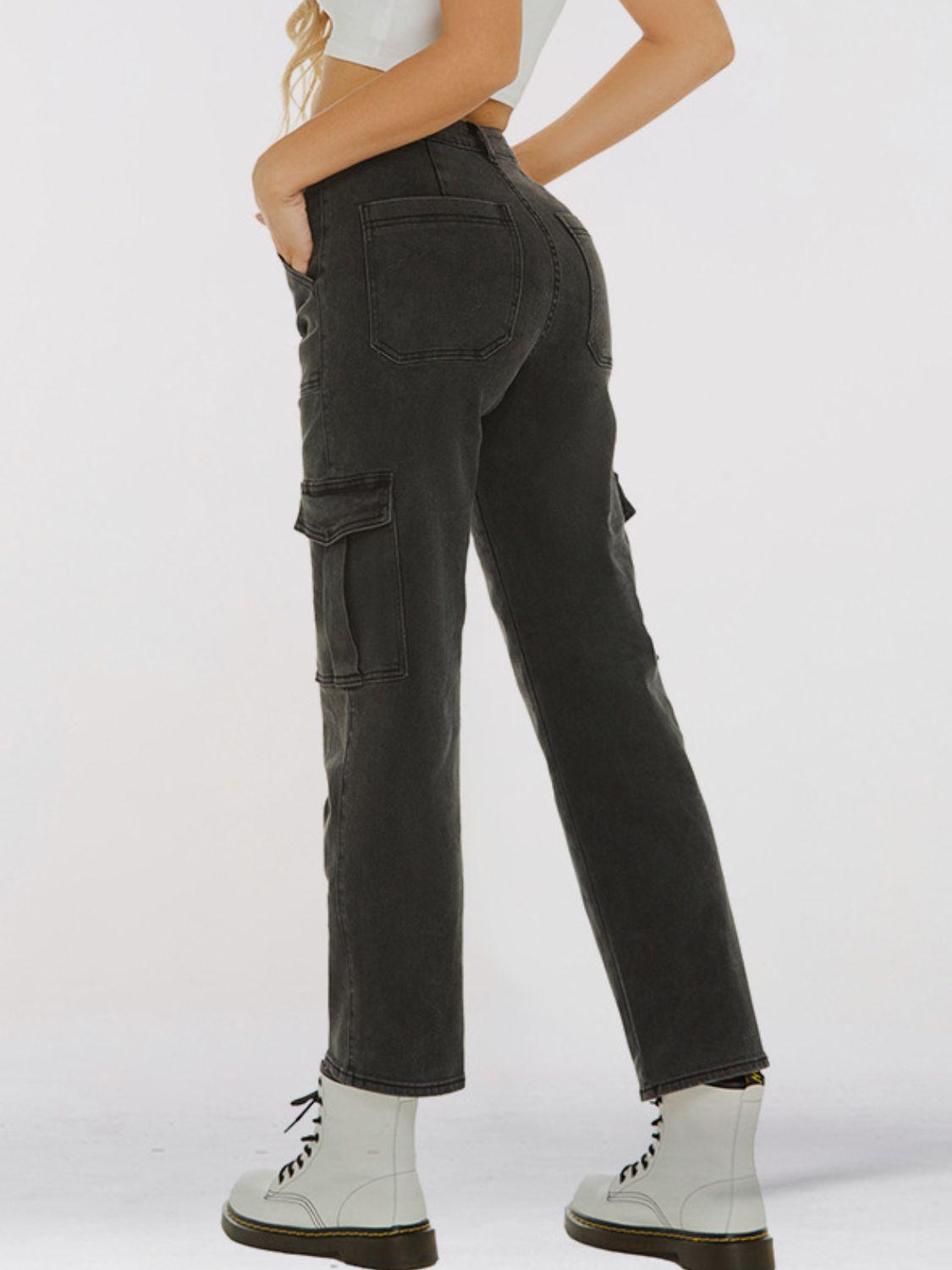 Straight Leg Jeans with Pockets - Olive Ave