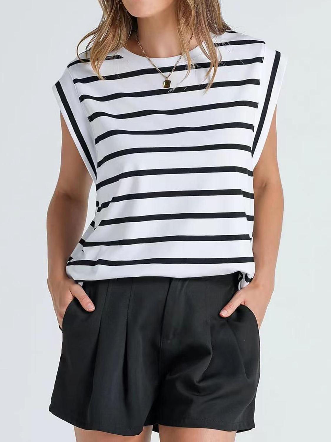 Striped Cap Sleeve Top in 5 Colors - Olive Ave