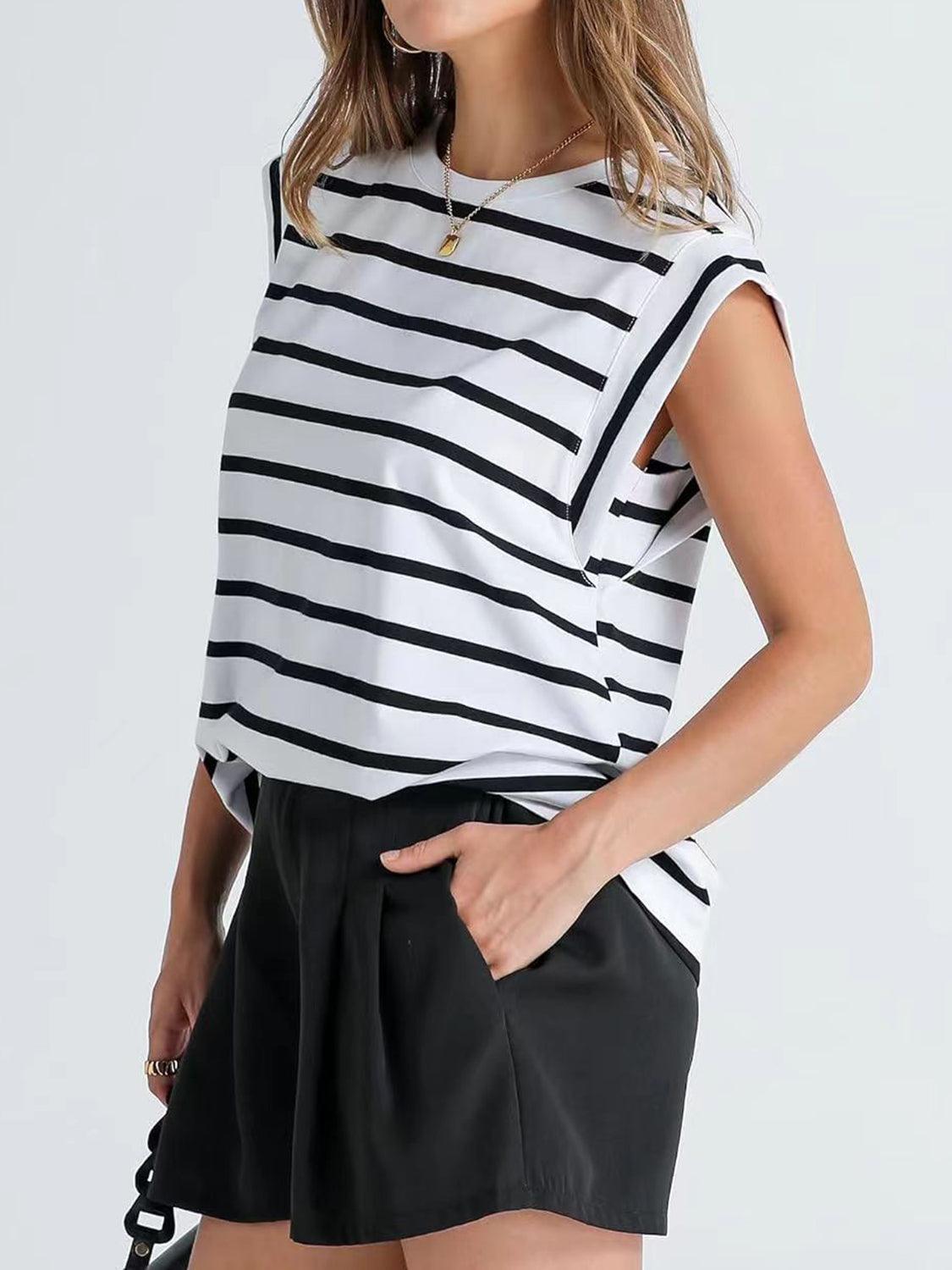 Striped Cap Sleeve Top in 5 Colors - Olive Ave