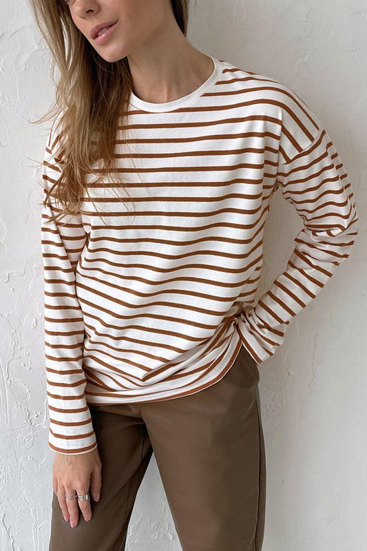 Striped Dropped Shoulder T-Shirt in 5 Colors - Olive Ave