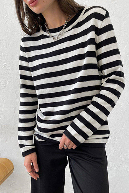 Striped Long Sleeve Sweater - Olive Ave