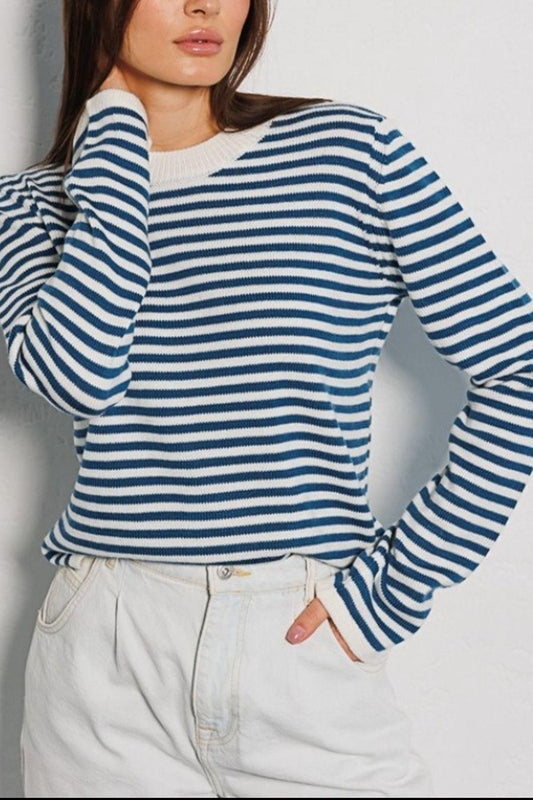 Striped Long Sleeve Sweater - Olive Ave